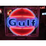 Original Gulf Porcelain Animated Neon Sign 72" Diameter 